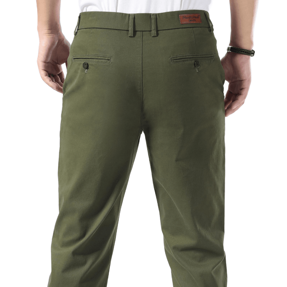 Plaid&Plain Olive Men’s Slim - Fit Chinos| Men’s Tapered Chino Pants - Plaid&Plain-8801-Olive-27X28