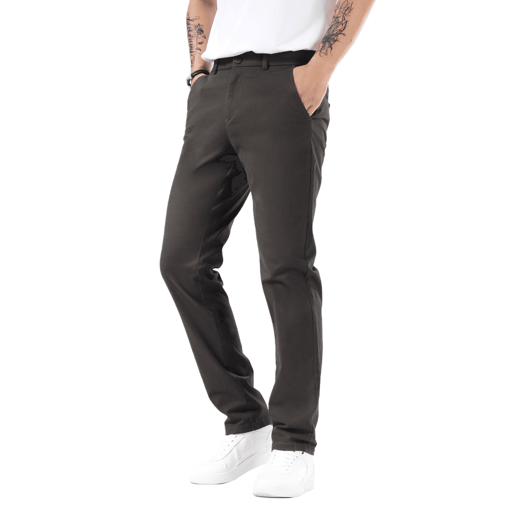 Plaid&Plain Charcoal Men’s Slim - Fit Chinos| Men’s Tapered Chino Pants - Plaid&Plain-8801-Charcoal-27X28