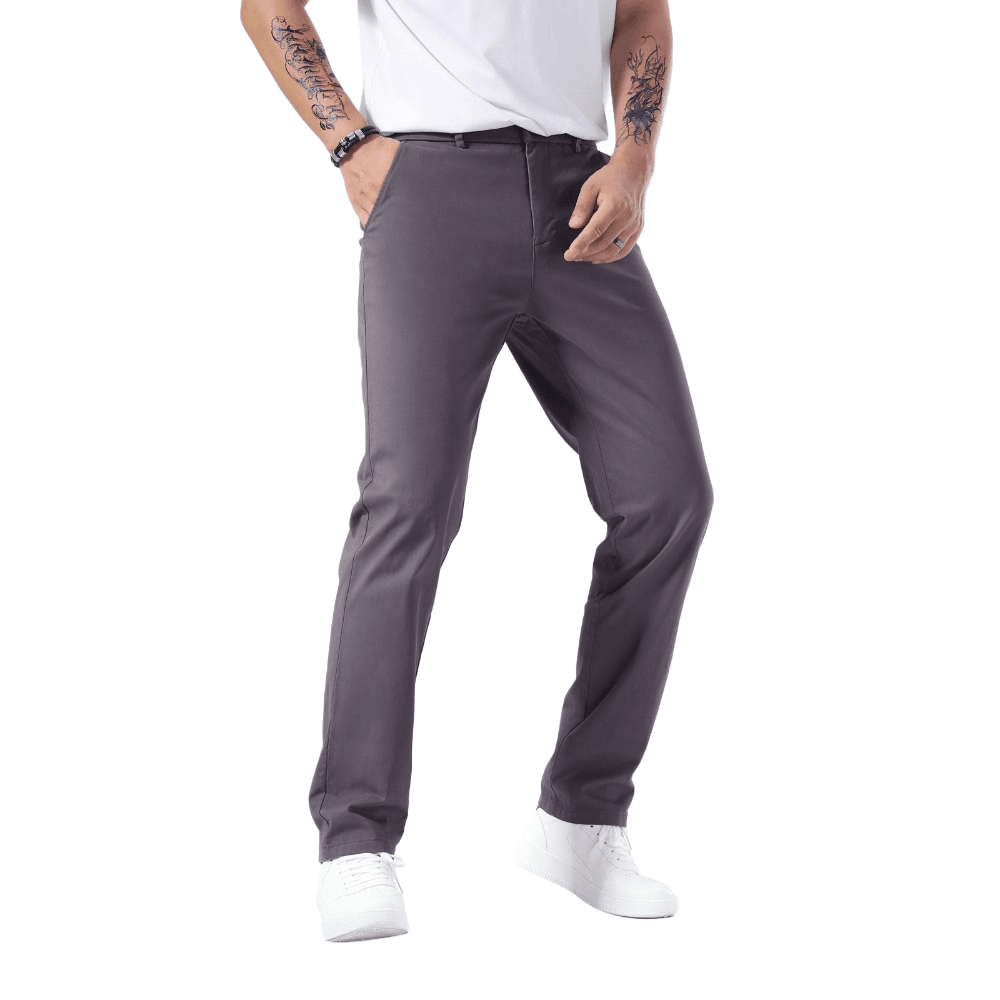 Plaid&Plain Grey Men’s Slim - Fit Chinos| Men’s Tapered Chino Pants - Plaid&Plain-8801-Grey-27X28