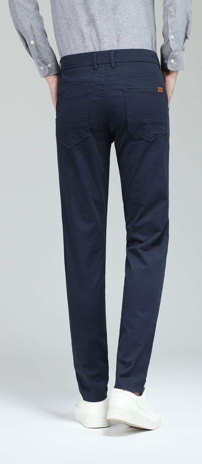 Plaid&Plain Men's Navy Blue Skinny Chinos | Slacks Tapered Trousers Suit Pants