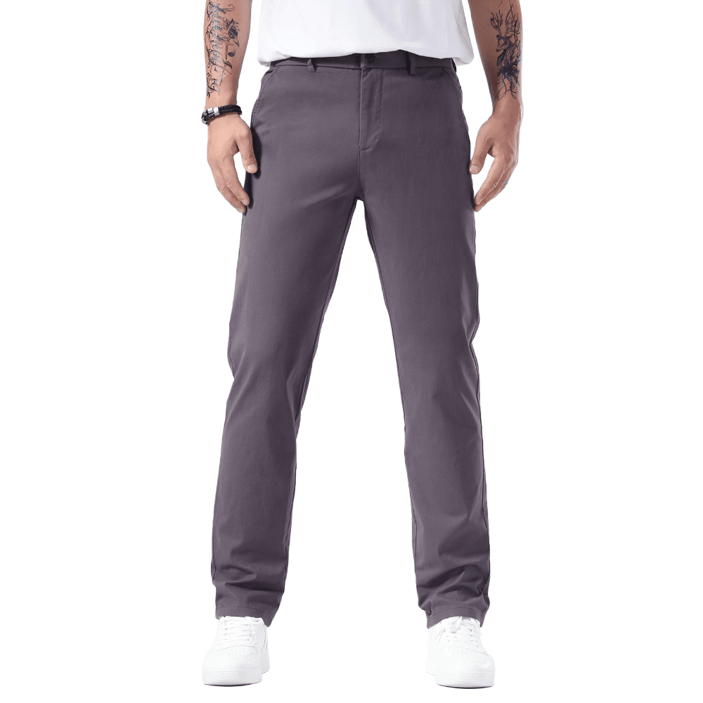 Plaid&Plain Grey Men’s Slim - Fit Chinos| Men’s Tapered Chino Pants - Plaid&Plain-8801-Grey-27X28