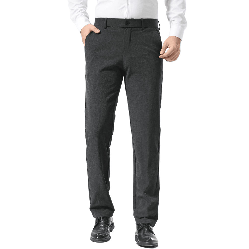 Plaid&Plain Dark Heather Grey Men’s Slim - Fit Dress Pants | Stretch Dress Pants - Plaid&Plain-8101-Dark Heather Grey-27X28