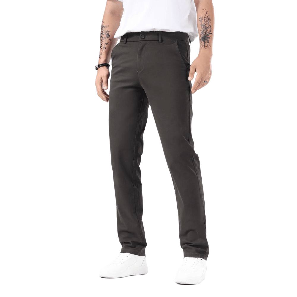 Plaid&Plain Charcoal Men’s Slim - Fit Chinos| Men’s Tapered Chino Pants - Plaid&Plain-8801-Charcoal-27X28