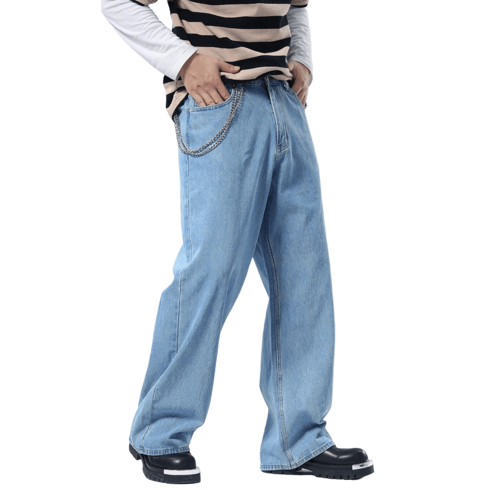 Plaid&Plain Men's Antique Baggy Jeans | Wide Leg Denim Pants for Hip Hop & Skateboarding - Plaid&Plain-B01-Antique-28X28