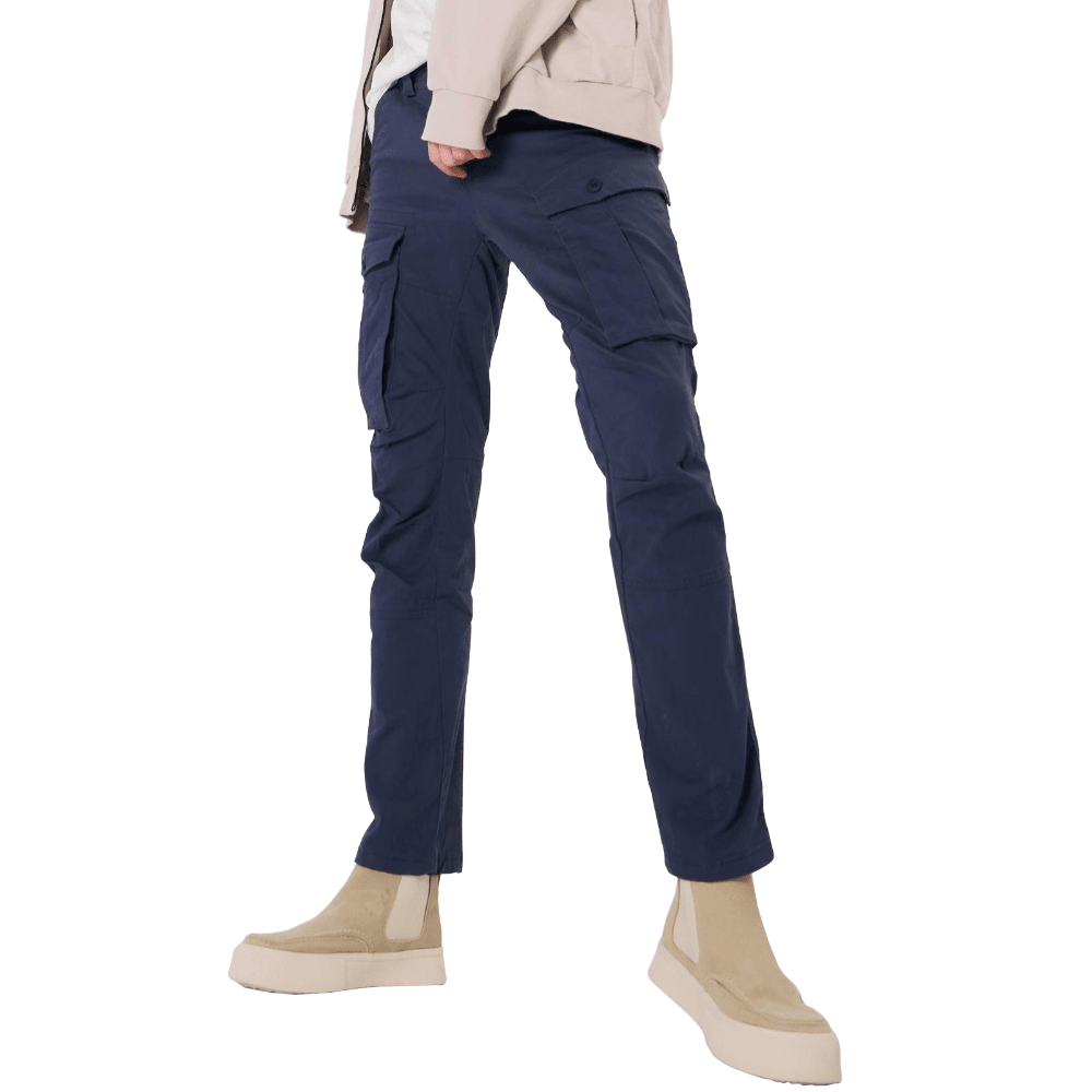 Plaid&Plain Men's Pacific Blue Slim Fit Cargo Pants | Tactical Utility with Articulated Knees | Outdoor Hiking & Workwear - Plaid&Plain-C804-Pacific Blue-28X28