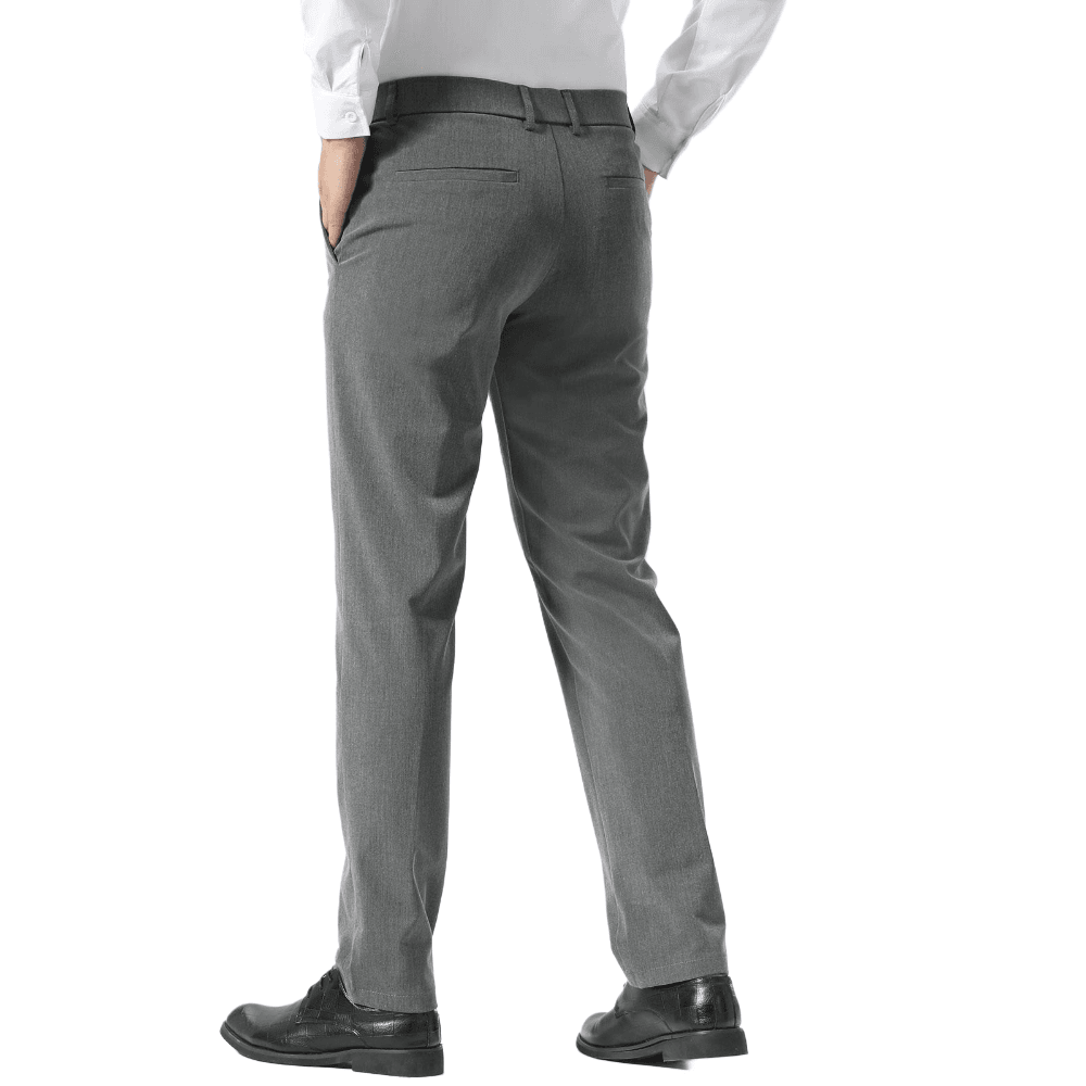Plaid&Plain Medium Heather Grey Men’s Slim - Fit Dress Pants | Stretch Dress Pants - Plaid&Plain-8101-Medium Heather Grey-27X28