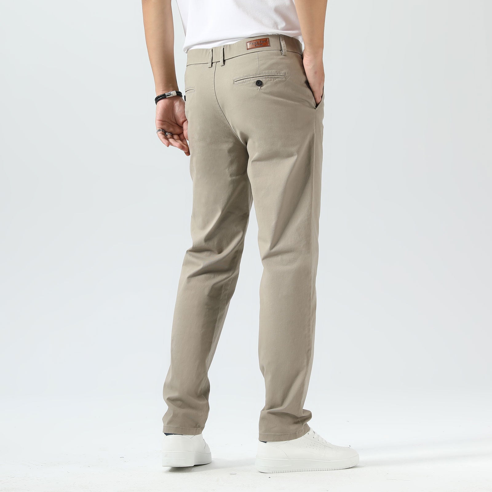 Plaid&Plain Taupe Men’s Slim Fit Chinos | Men’s Tapered Chino Pants