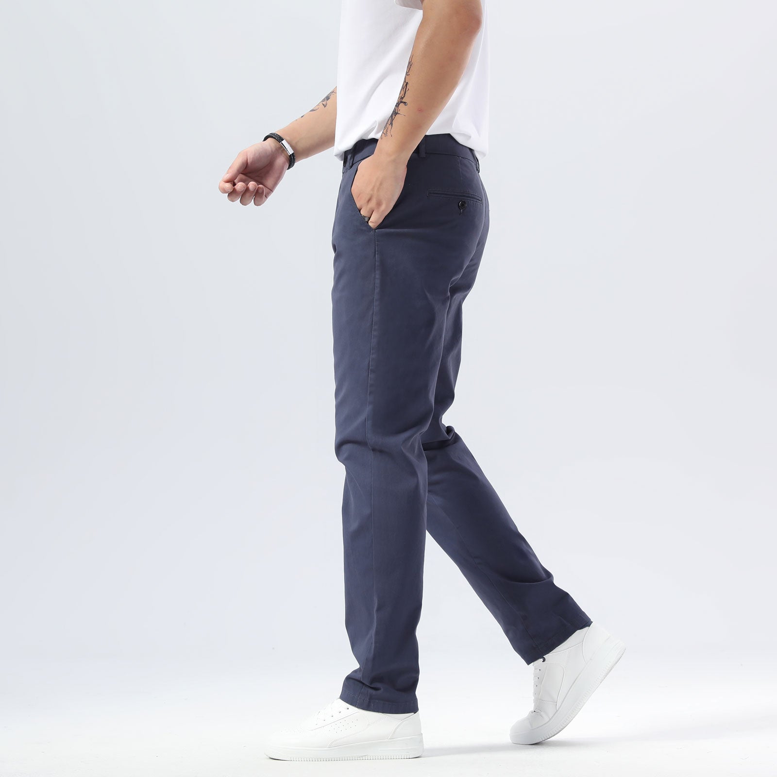 Plaid&Plain Pacific Blue Men’s Slim Fit Chinos | Men’s Tapered Chino Pants