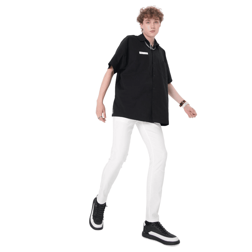 Plaid&Plain Men's White Skinny Stretchy Chinos| Slim Fit Slacks Tapered Trousers - Plaid&Plain-7301-White-28X28