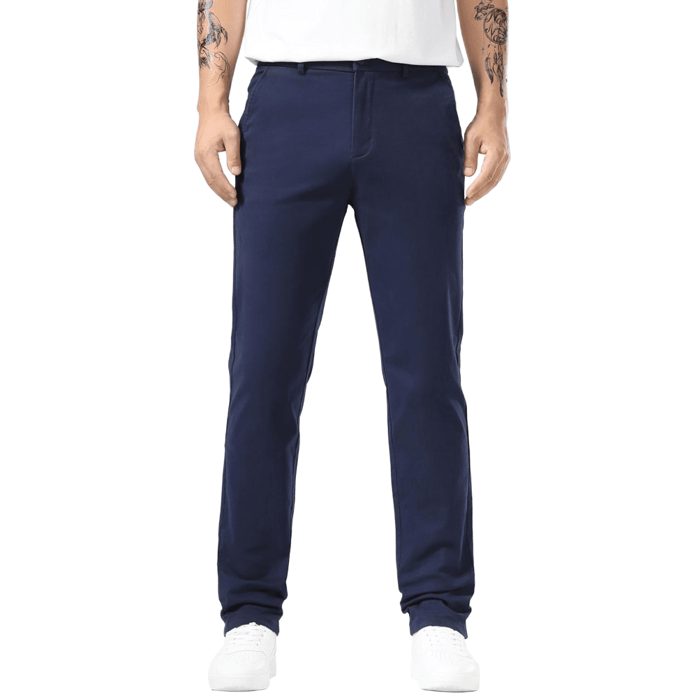 Plaid&Plain Navy Blue Men’s Slim - Fit Chinos| Men’s Tapered Chino Pants - Plaid&Plain-8801-Navy Blue-27X28