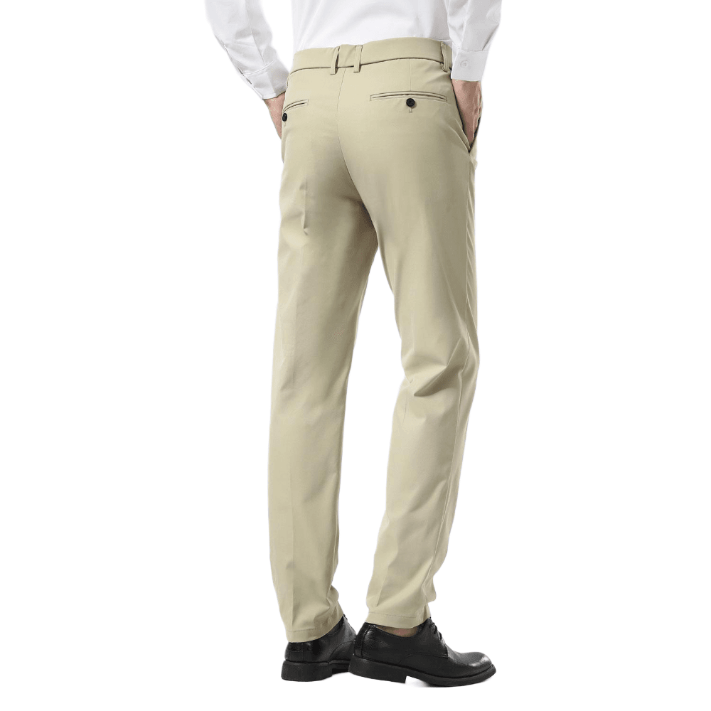 Plaid&Plain Beige Men's Dress Pants | Slim Fit Stretch Comfy Dress Pants - Plaid&Plain-8802-Beige-28x28