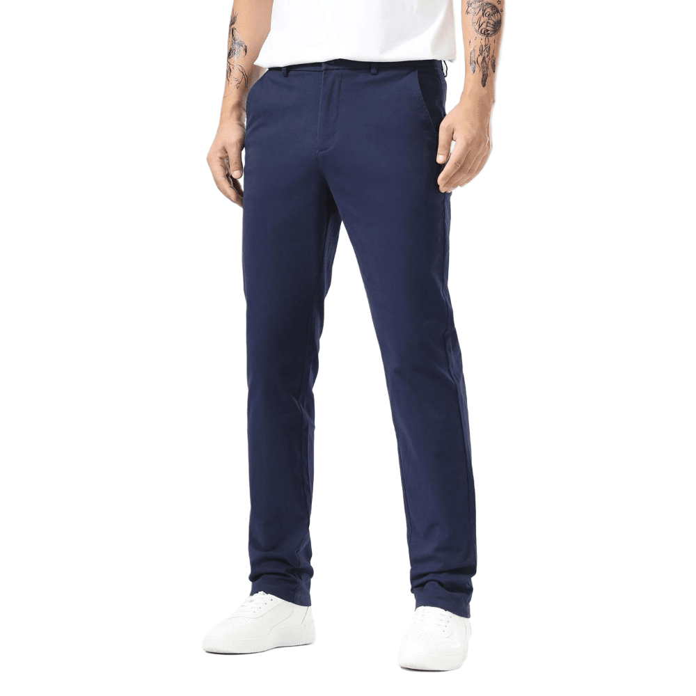 Plaid&Plain Navy Blue Men’s Slim - Fit Chinos| Men’s Tapered Chino Pants - Plaid&Plain-8801-Navy Blue-27X28
