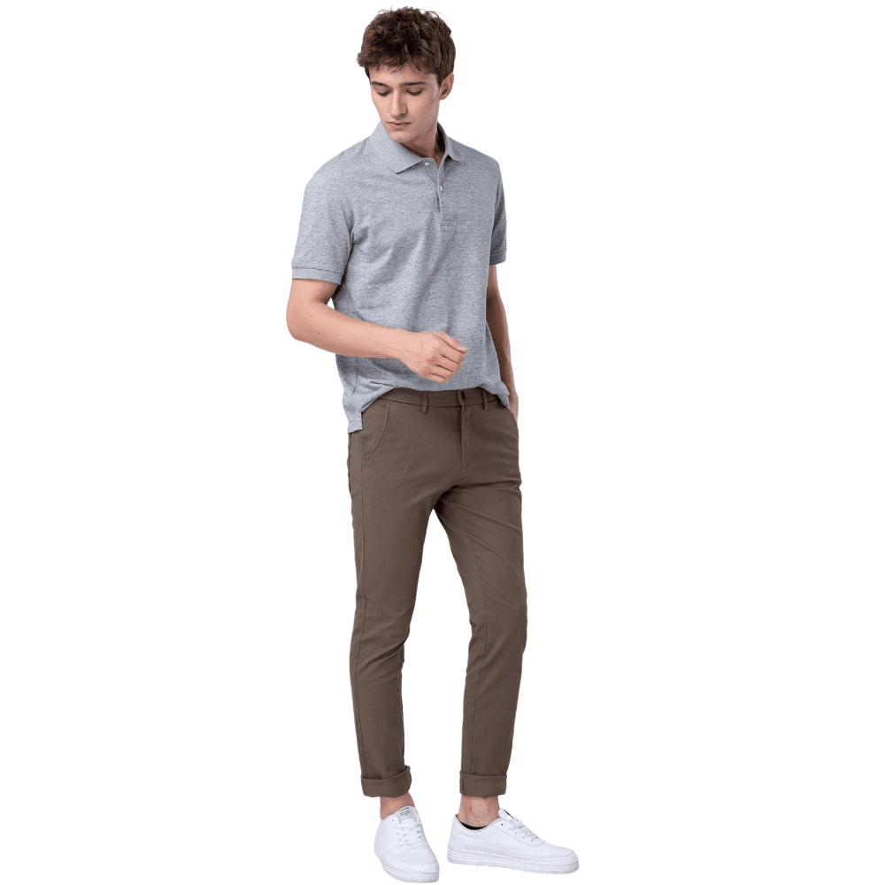 Plaid&Plain Men's Burly Wood Skinny Chinos | Slacks Tapered Trousers Suit Pants - Plaid&Plain-819-Burly Wood-27X28