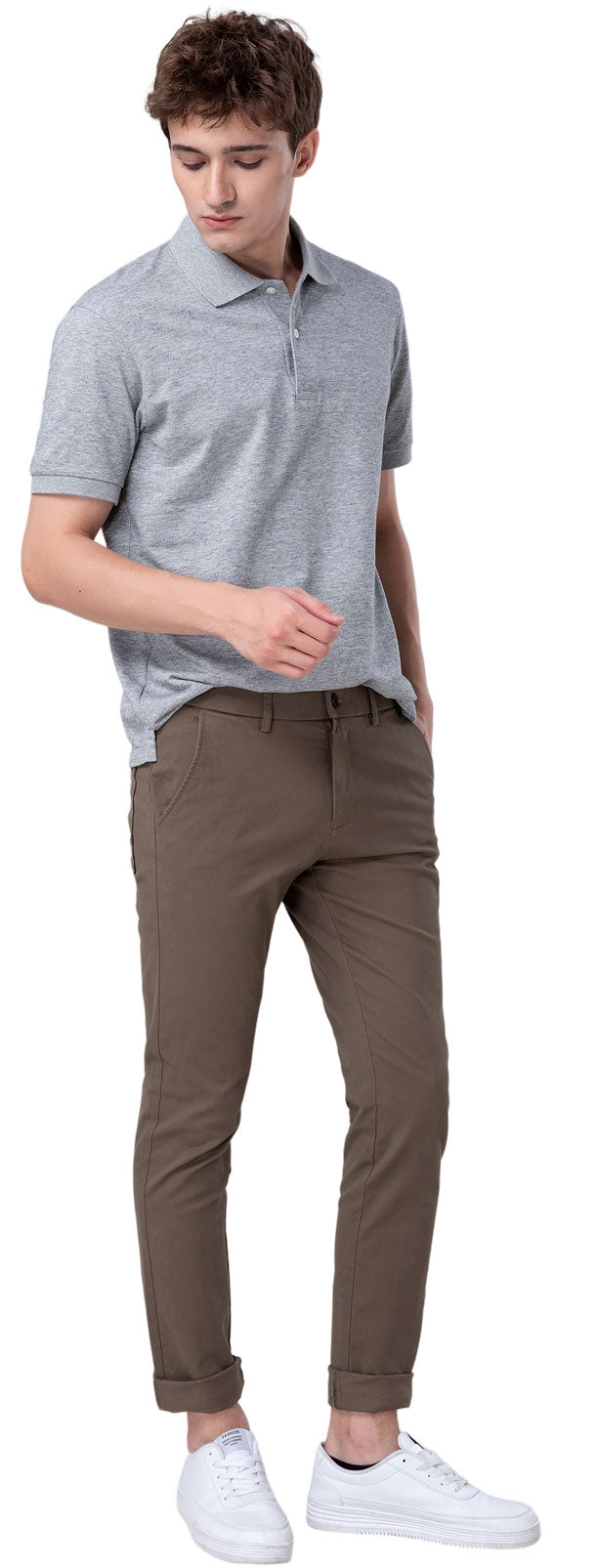 Plaid&Plain Men's Burly Wood Skinny Chinos | Slacks Tapered Trousers Suit Pants