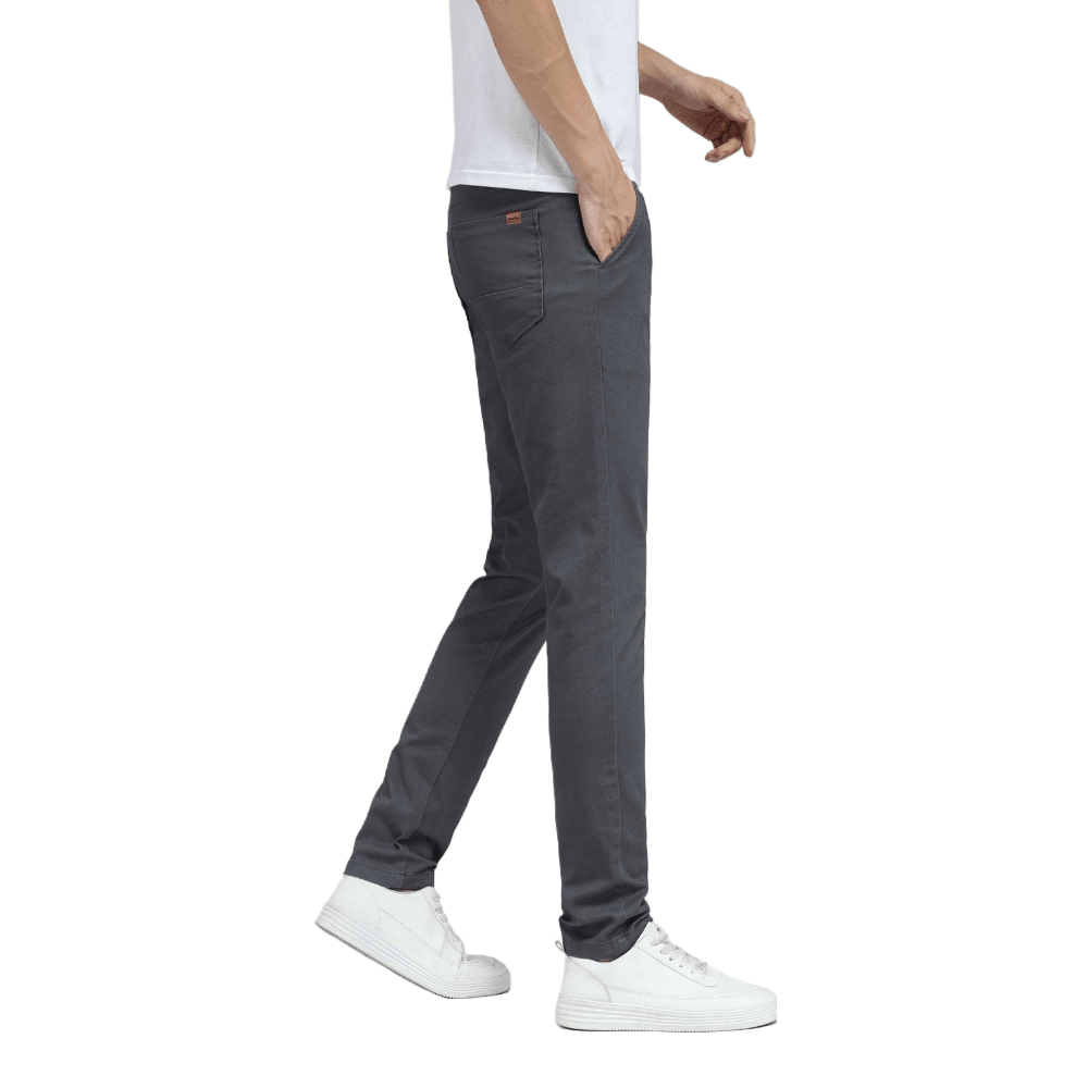 Plaid&Plain Men's Grey Skinny Chinos | Slacks Tapered Trousers Suit Pants - Plaid&Plain-819-Grey-27X28