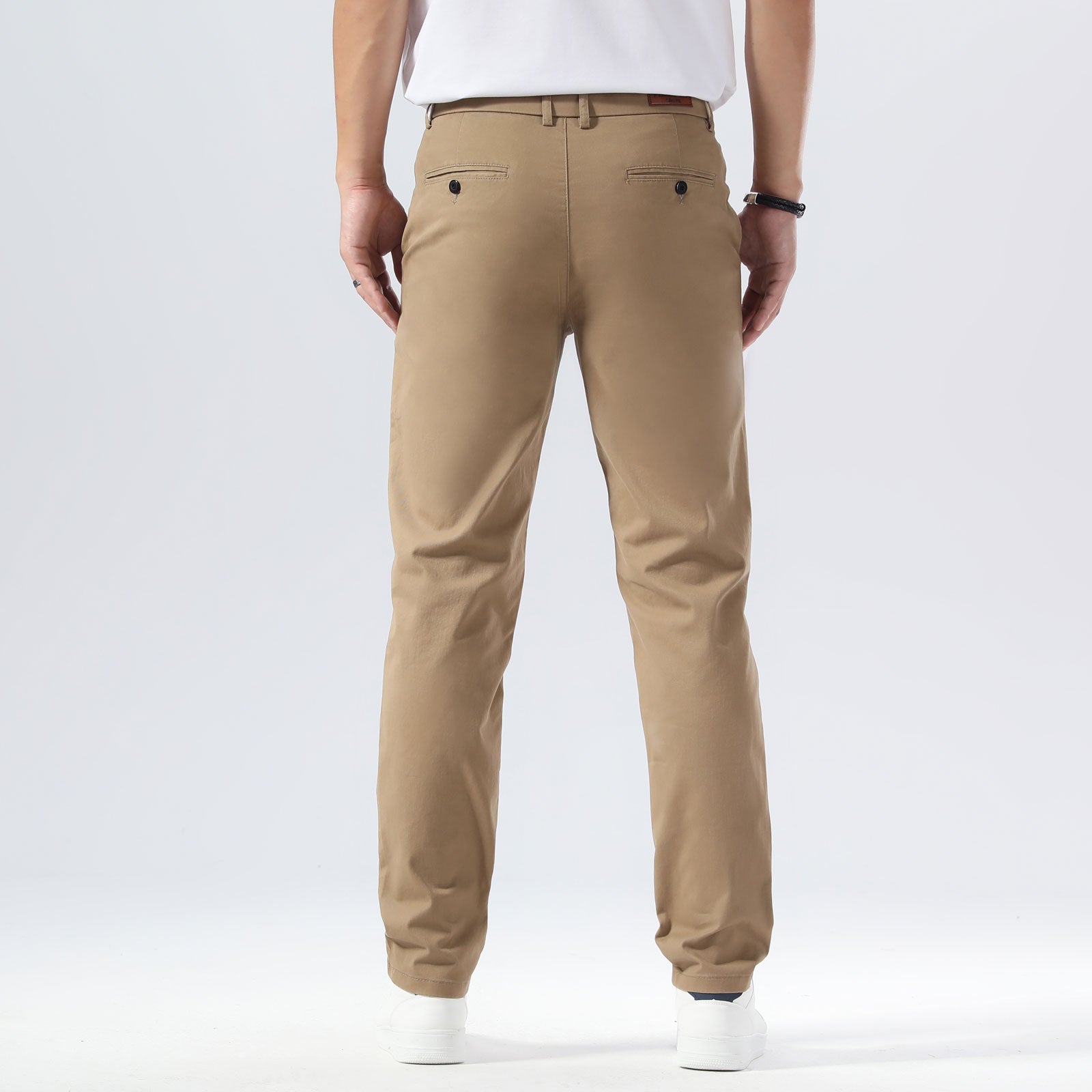 Plaid&Plain Dark Pebble Khaki Men’s Slim - Fit Chinos| Men’s Tapered Chino Pants