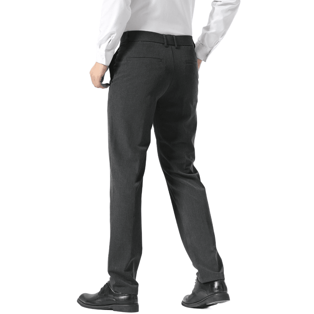 Plaid&Plain Dark Heather Grey Men’s Slim - Fit Dress Pants | Stretch Dress Pants - Plaid&Plain-8101-Dark Heather Grey-27X28