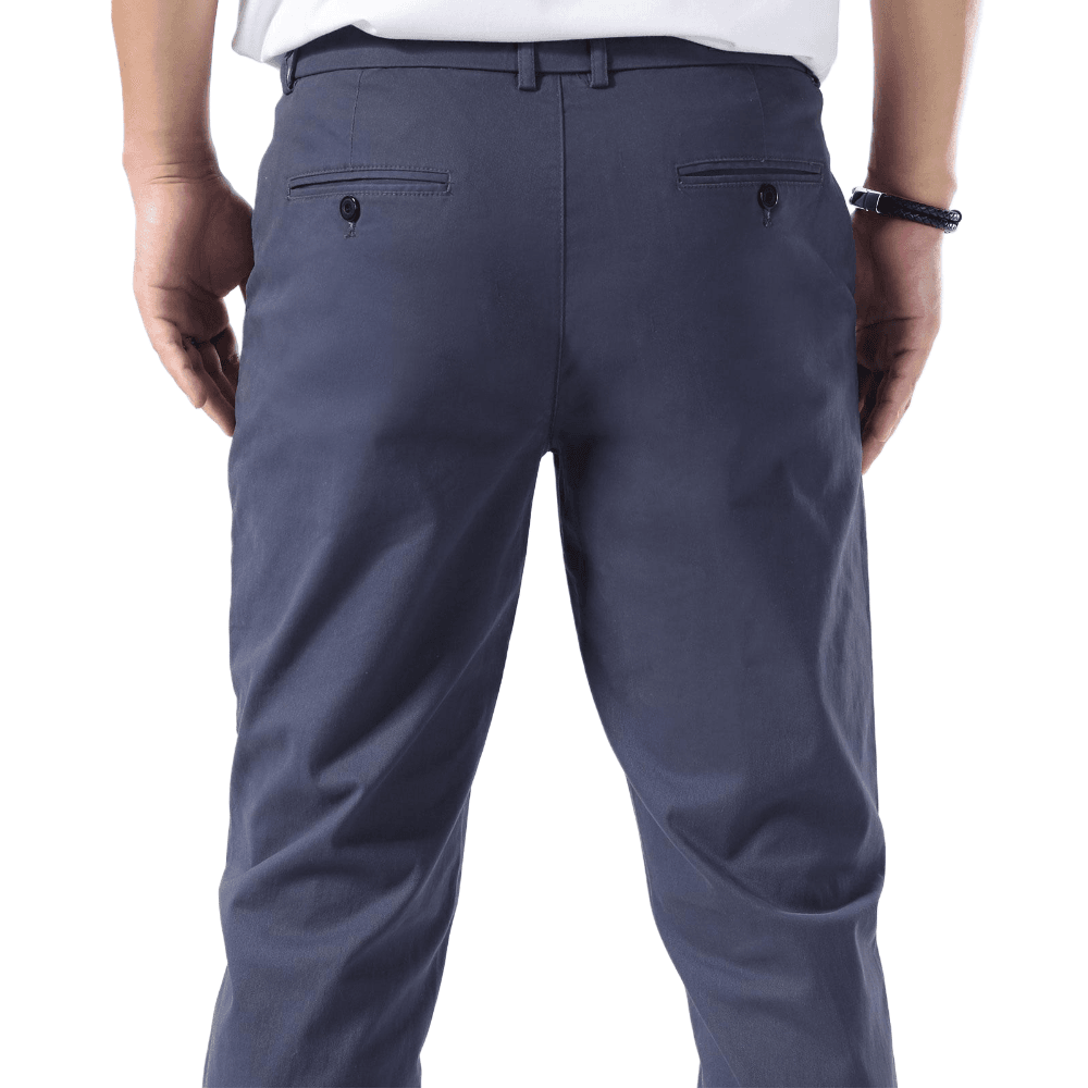Plaid&Plain Pacific Blue Men’s Slim Fit Chinos | Men’s Tapered Chino Pants - Plaid&Plain-8801-Pacific Blue-27X28