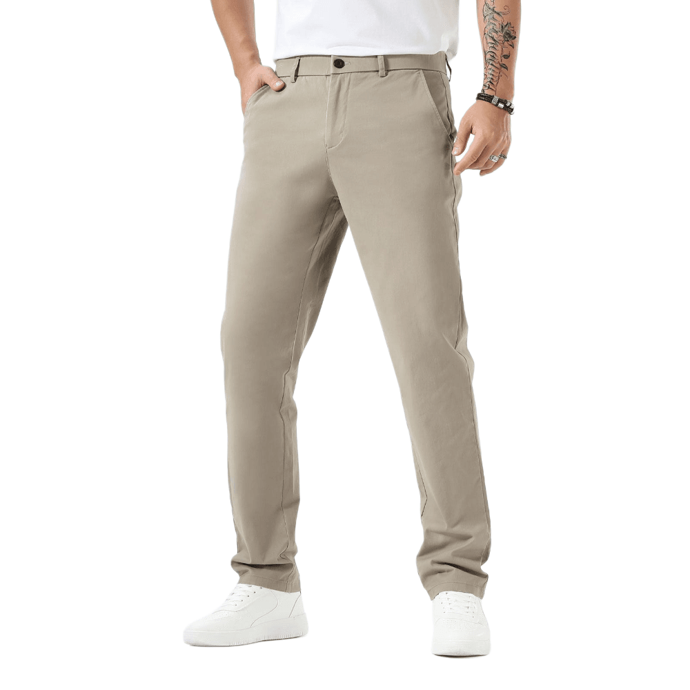 Plaid&Plain Taupe Men’s Slim Fit Chinos | Men’s Tapered Chino Pants - Plaid&Plain-8801-Taupe-27X28