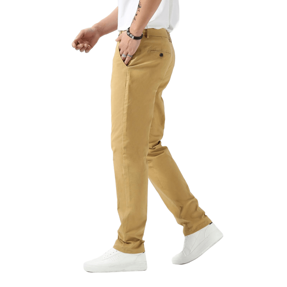 Plaid&Plain Khaki Men’s Slim Fit Chinos| Men’s Tapered Chino Pants - Plaid&Plain-8801-Khaki-27X28