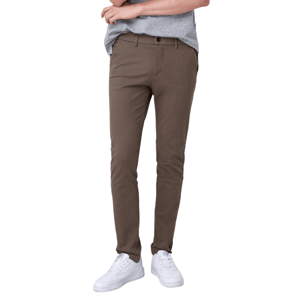 Plaid&Plain Men's Burly Wood Skinny Chinos | Slacks Tapered Trousers Suit Pants - Plaid&Plain-819-Burly Wood-27X28