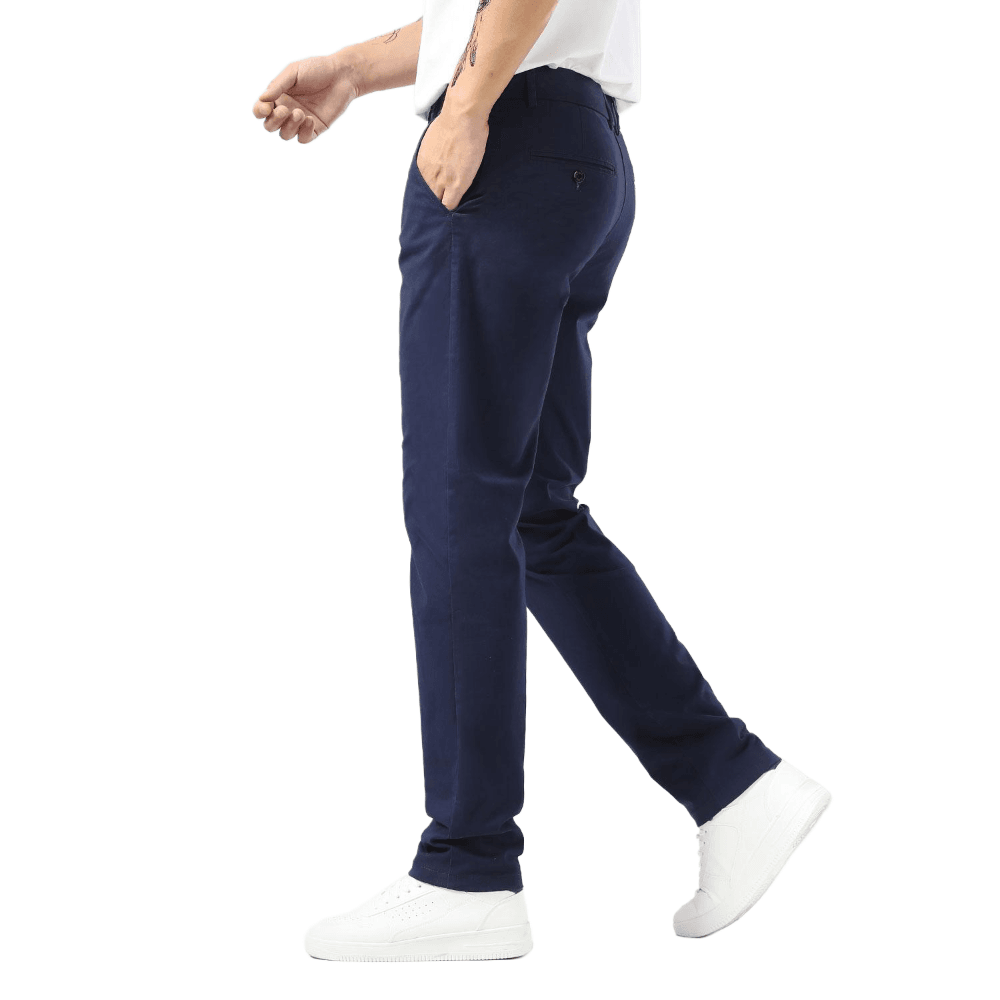 Plaid&Plain Navy Blue Men’s Slim - Fit Chinos| Men’s Tapered Chino Pants - Plaid&Plain-8801-Navy Blue-27X28