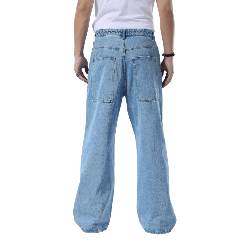 Plaid&Plain Men's Antique Baggy Jeans | Wide Leg Denim Pants for Hip Hop & Skateboarding - Plaid&Plain-B01-Antique-28X28