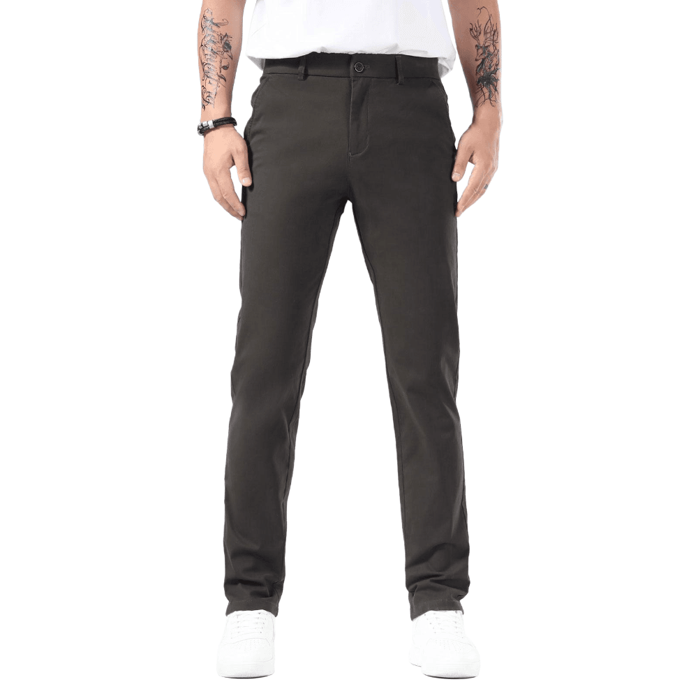 Plaid&Plain Charcoal Men’s Slim - Fit Chinos| Men’s Tapered Chino Pants - Plaid&Plain-8801-Charcoal-27X28
