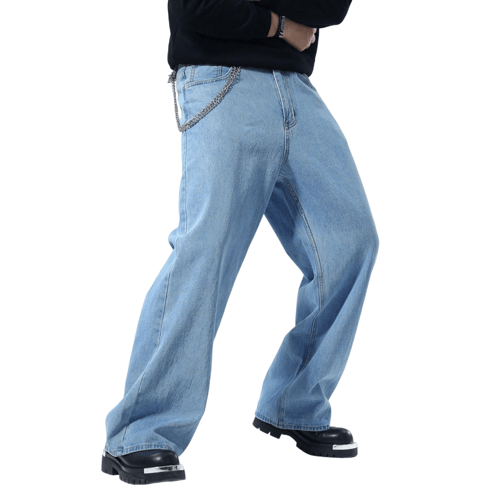 Plaid&Plain Men's Antique Baggy Jeans | Wide Leg Denim Pants for Hip Hop & Skateboarding - Plaid&Plain-B01-Antique-28X28