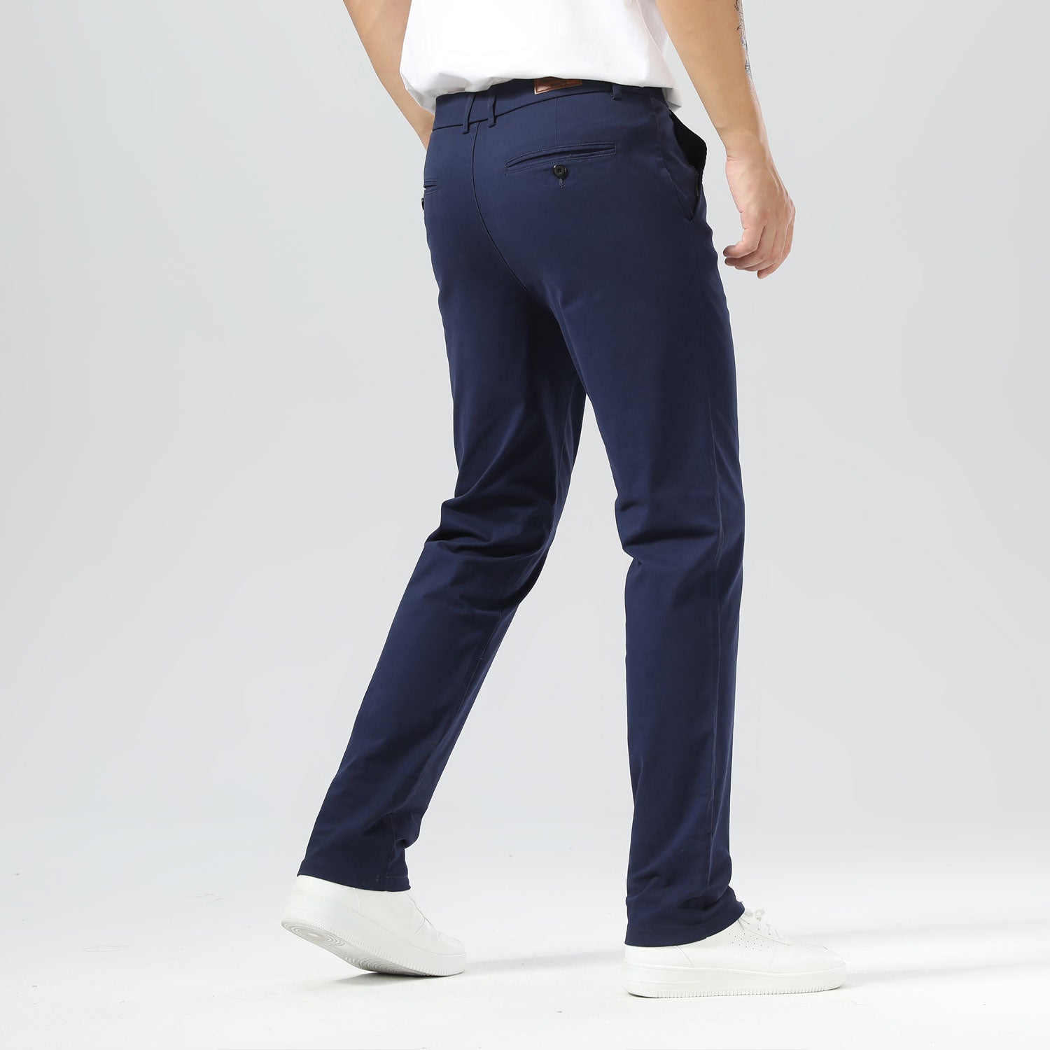 Plaid&Plain Navy Blue Men’s Slim - Fit Chinos| Men’s Tapered Chino Pants