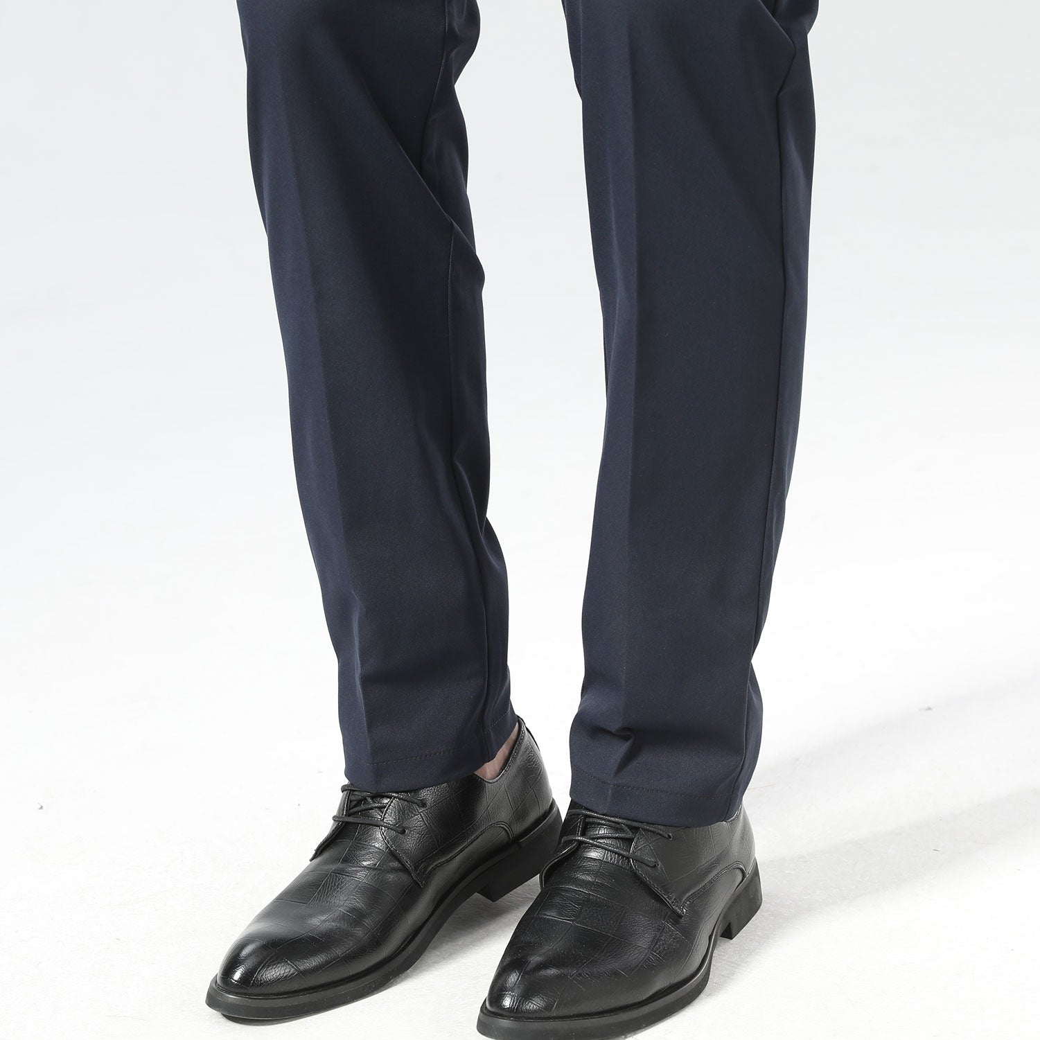 Plaid&Plain Navy Blue Men's Dress Pants | Slim Fit Stretch Comfy Dress Pants