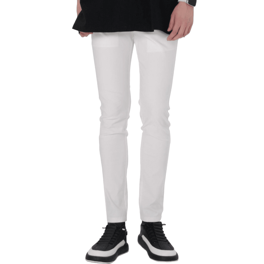 Plaid&Plain Men's White Skinny Stretchy Chinos| Slim Fit Slacks Tapered Trousers - Plaid&Plain-7301-White-28X28