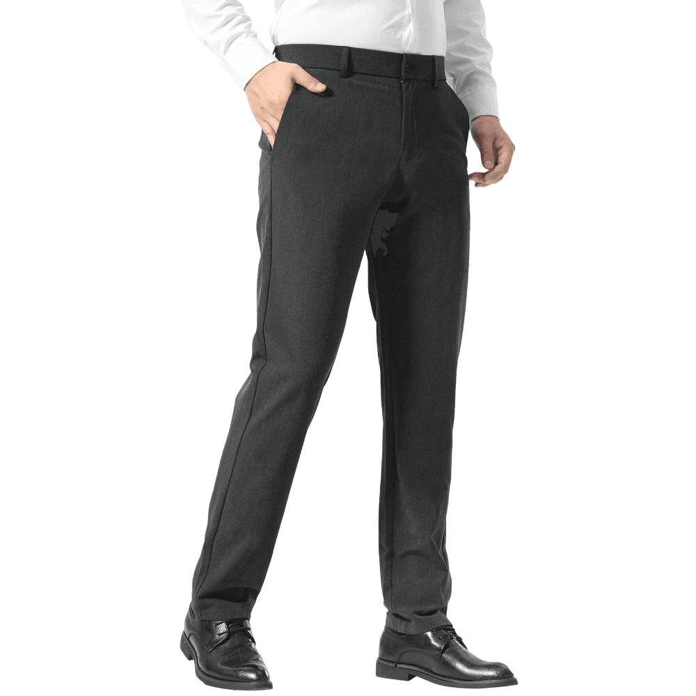 Plaid&Plain Dark Heather Grey Men’s Slim - Fit Dress Pants | Stretch Dress Pants - Plaid&Plain-8101-Dark Heather Grey-27X28