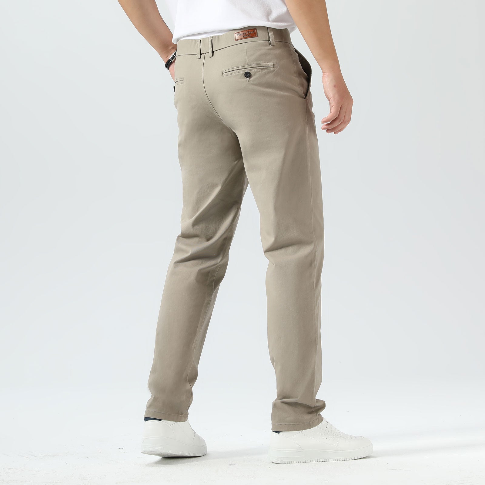 Plaid&Plain Taupe Men’s Slim Fit Chinos | Men’s Tapered Chino Pants