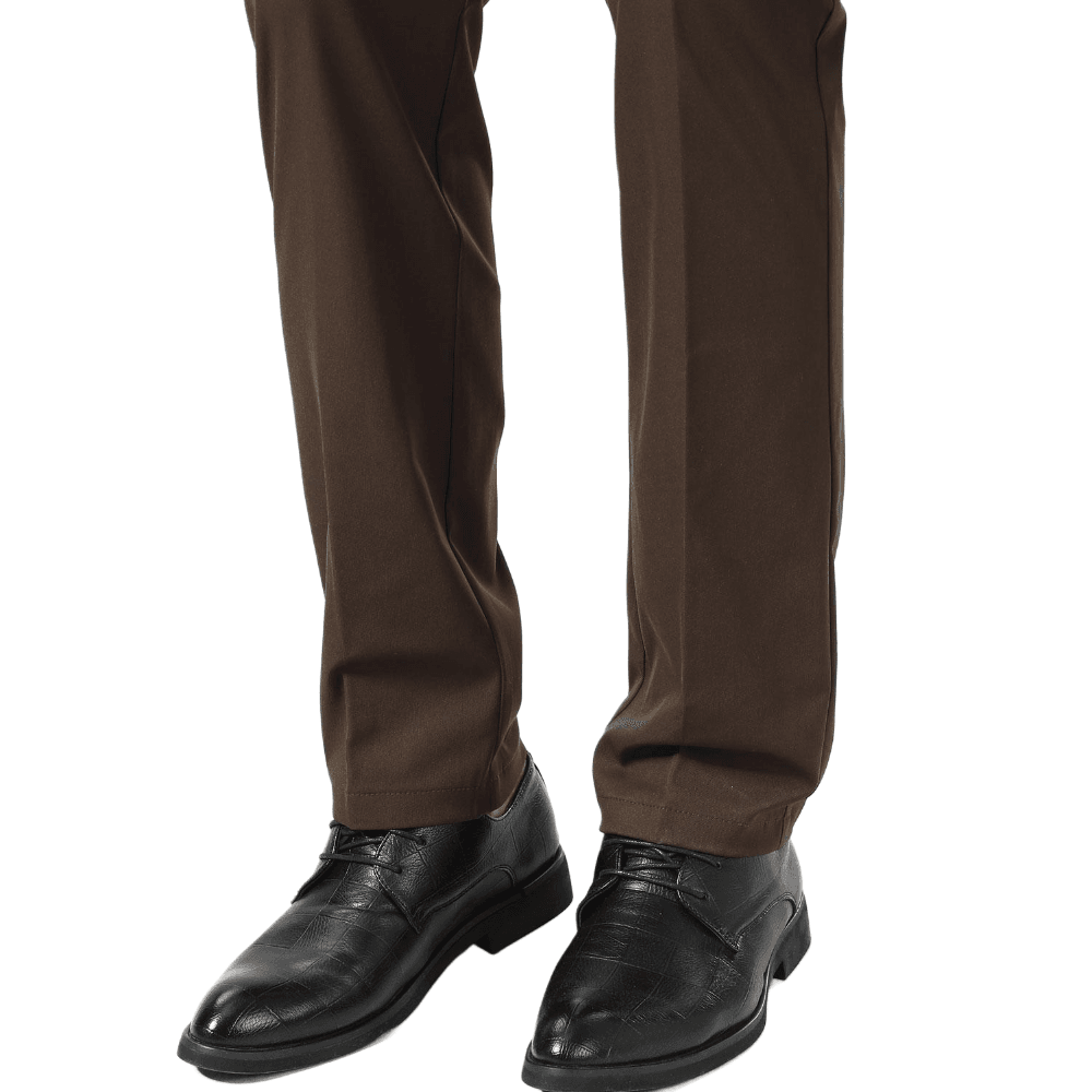 Plaid&Plain Brown Men's Dress Pants | Slim Fit Stretch Comfy Dress Pants - Plaid&Plain-8802-Brown-28x28