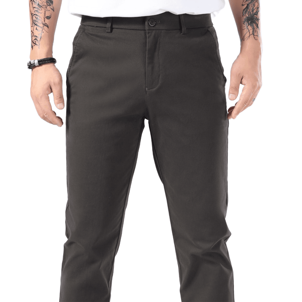 Plaid&Plain Charcoal Men’s Slim - Fit Chinos| Men’s Tapered Chino Pants - Plaid&Plain-8801-Charcoal-27X28