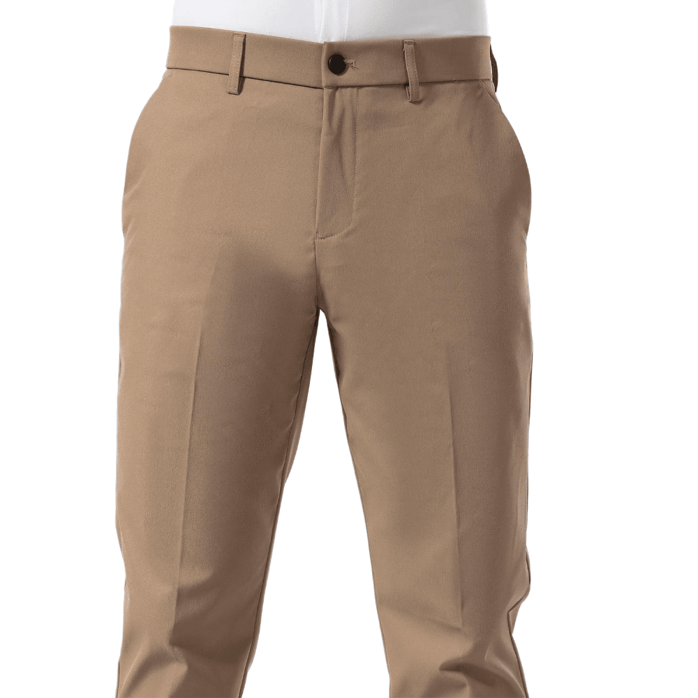 Plaid&Plain Khaki Men's Dress Pants | Slim Fit Stretch Comfy Dress Pants - Plaid&Plain-8802-Khaki-28x28