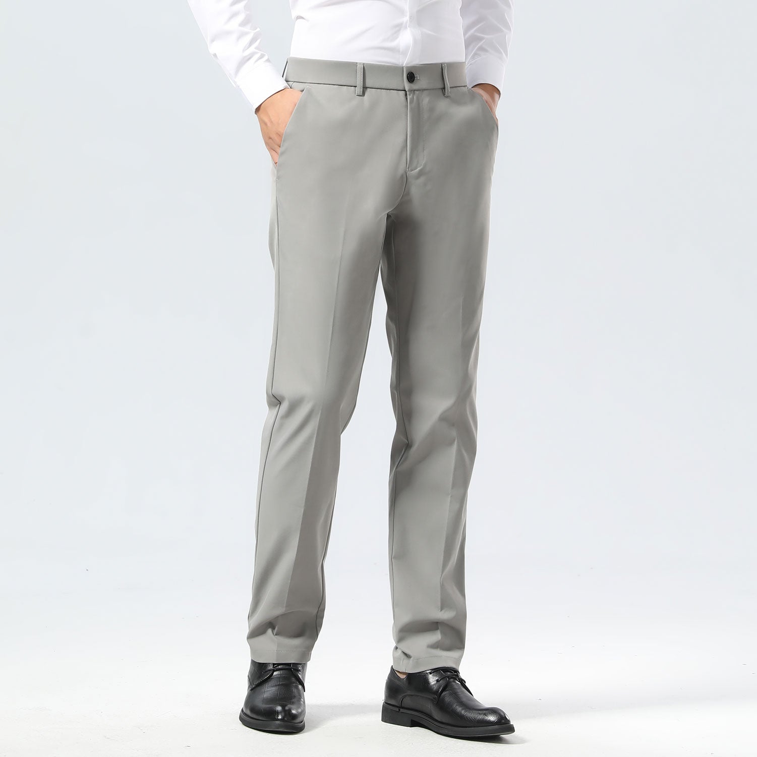 Plaid&Plain Iron Grey Men's Dress Pants | Slim Fit Stretch Comfy Dress Pants