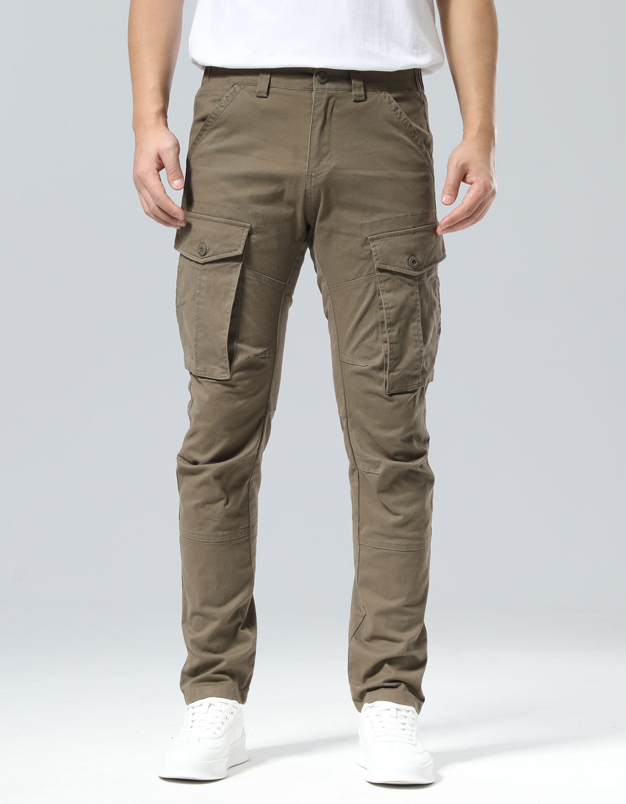 Plaid&Plain Men's Burly Wood Slim Fit Cargo Pants | Tactical Utility with Articulated Knees | Outdoor Hiking & Workwear