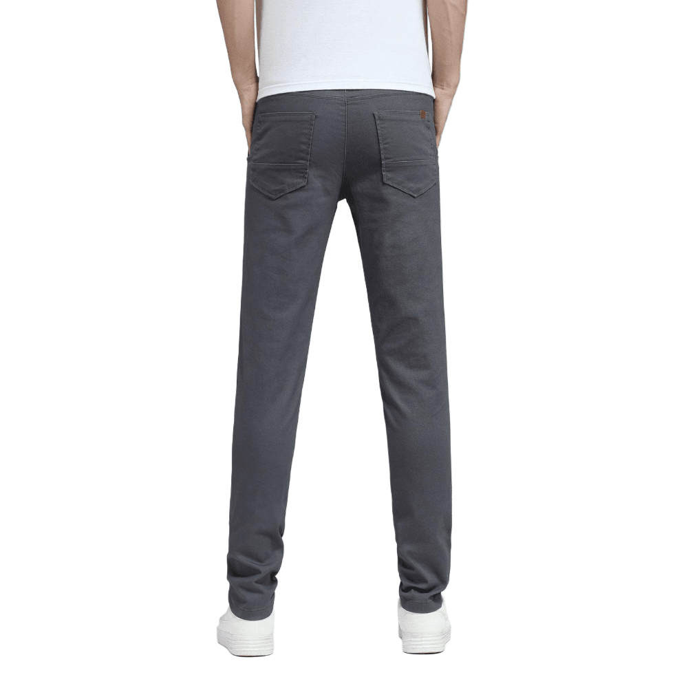 Plaid&Plain Men's Grey Skinny Chinos | Slacks Tapered Trousers Suit Pants - Plaid&Plain-819-Grey-27X28
