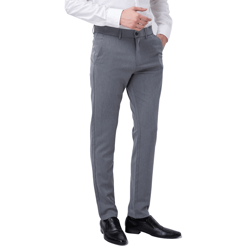 Plaid&Plain Heather Grey Men’s Slim - Fit Dress Pants | Stretch Dress Pants - Plaid&Plain-8101-Heather Grey-27X28