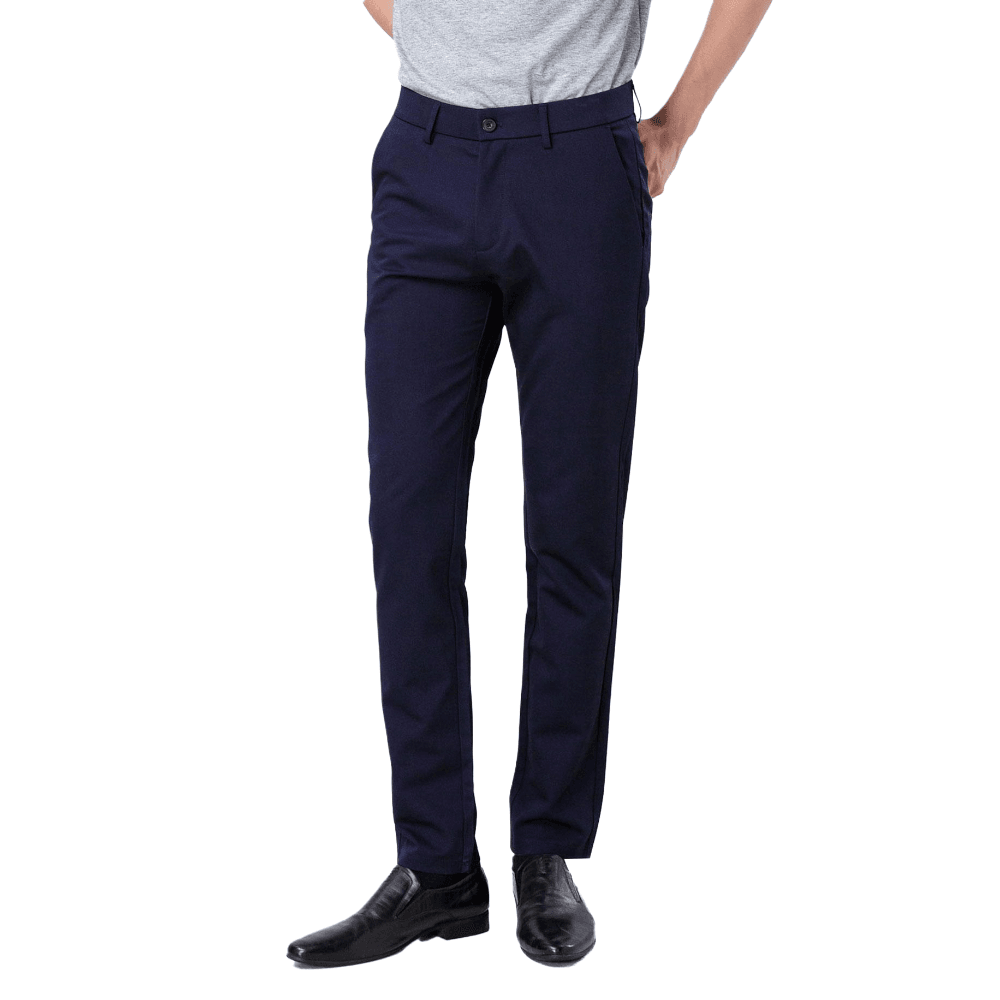Plaid&Plain Navy Blue Men’s Slim - Fit Dress Pants | Stretch Dress Pants - Plaid&Plain-8101-Navy Blue-27X28