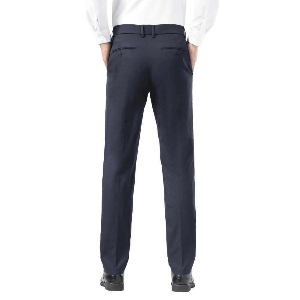 Plaid&Plain Navy Blue Men's Dress Pants | Slim Fit Stretch Comfy Dress Pants - Plaid&Plain-8802-Navy Blue-28x28