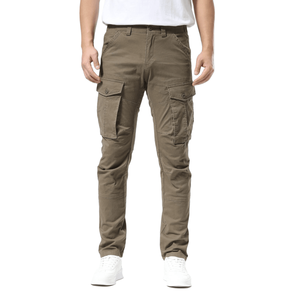 Plaid&Plain Men's Burly Wood Slim Fit Cargo Pants | Tactical Utility with Articulated Knees | Outdoor Hiking & Workwear - Plaid&Plain-C804-Burly Wood-28X28