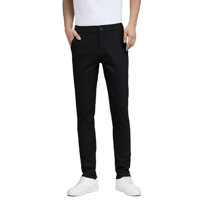 Plaid&Plain Men's Black Skinny Chinos | Slacks Tapered Trousers Suit Pants - Plaid&Plain-819-Black-27X28