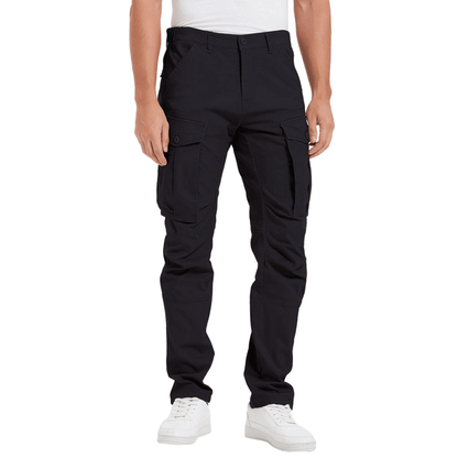Plaid&Plain Men's Black Slim Fit Cargo Pants | Tactical Utility with Articulated Knees | Outdoor Hiking & Workwear - Plaid&Plain-C804-Black-28X28