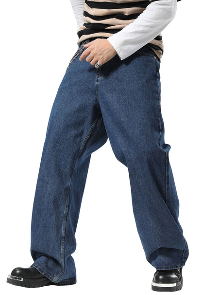 Plaid&Plain Men's Dark Stone Baggy Jeans |  Wide Leg Denim Pants for Hip Hop & Skateboarding