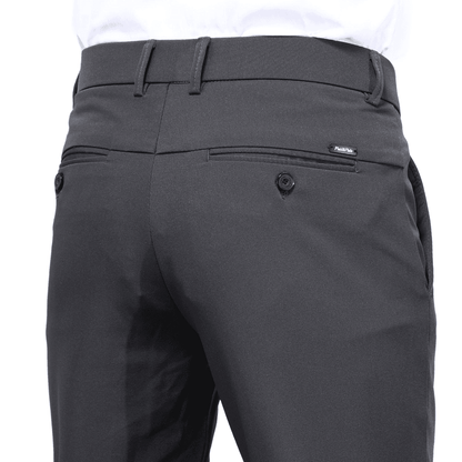 Plaid&Plain Men's Charcoal Slim Fit Dress Pants | 4-Way Flex Stretch Suit Pants - Plaid&Plain-603-Charcoal-27X28