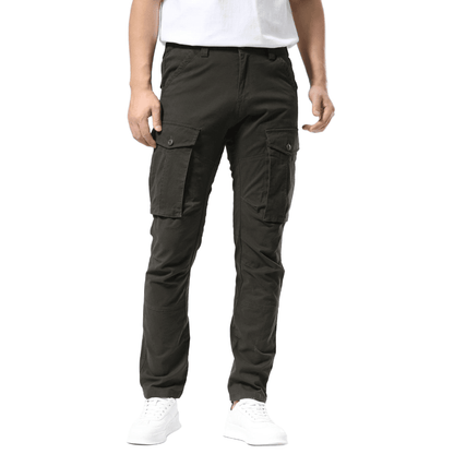 Plaid&Plain Men's Charcoal Slim Fit Cargo Pants | Tactical Utility with Articulated Knees | Outdoor Hiking & Workwear - Plaid&Plain-C804-Charcoal-28X28
