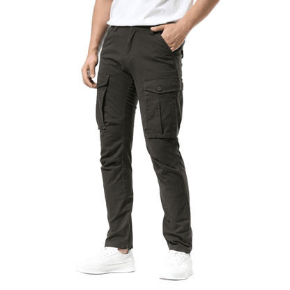 Plaid&Plain Men's Charcoal Slim Fit Cargo Pants | Tactical Utility with Articulated Knees | Outdoor Hiking & Workwear - Plaid&Plain-C804-Charcoal-28X28